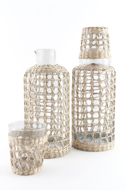 Seagrass Small Cage Tumbler - Glass - Seagrass - Brand_Seagrass & Rattan - Carafes - Kitchen_Drinkware - Tumblers & Highballs - Caged_Carafe_and_Mini_Tumbler_Set_A_29c8f81b-1227-4bef-84cd-65775f12cd59