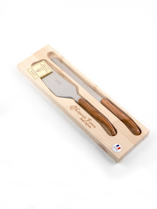 Laguiole Cake Serving Set, Olivewood in wooden box