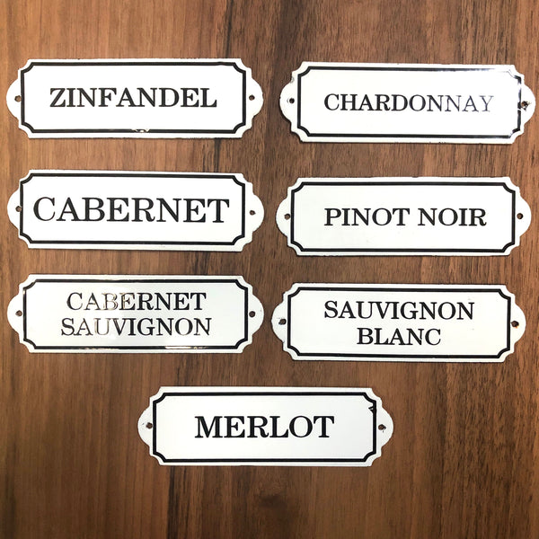 Enamel Wine Signs (Set of 7)
