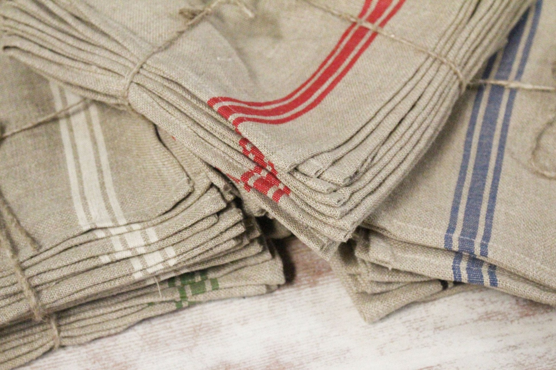 Thieffry Red Monogramme Linen Tablecloth (68" x 110") - French Dry Goods