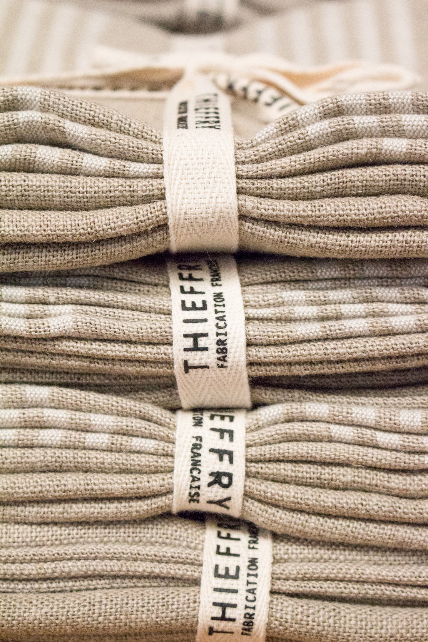 Thieffry Set of Two Dish Towels White Stripe & Natural - French Dry Goods