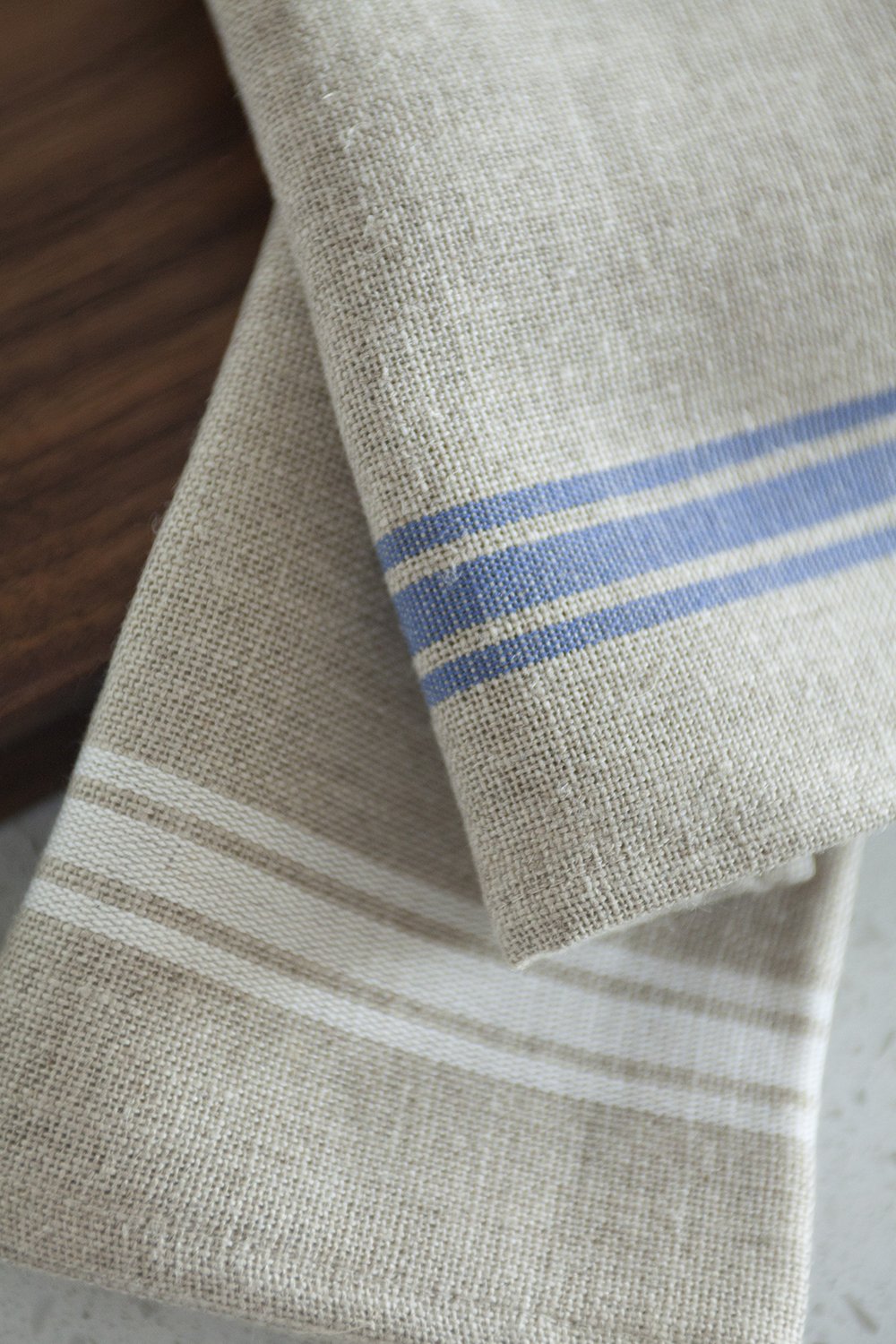 Thieffry Blue Monogramme Linen Dish Towel (28" x 20.5") - French Dry Goods