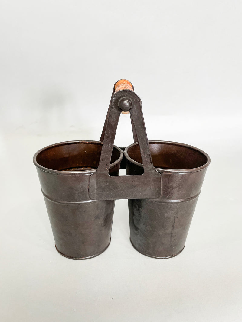 Picnic Condiment or Cutlery Bucket Caddy in Brown