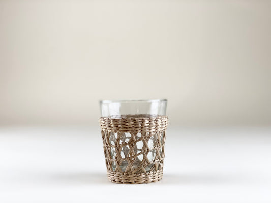 Seagrass Small Cage Tumbler - Glass - Seagrass - Brand_Seagrass & Rattan - Carafes - Kitchen_Drinkware - Tumblers & Highballs - PhotoJul27_120622PM