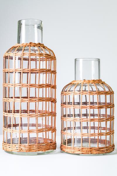Rattan Cage Vase Carafe Large - Le Marché Pop Up