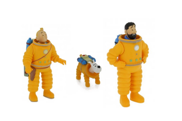 Tintin Cosmonaute Figurines: Tintin, Snowy, and Haddock (Set of 3)