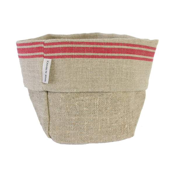 Thieffry Red Monogramme Linen Bread Bag - French Dry Goods