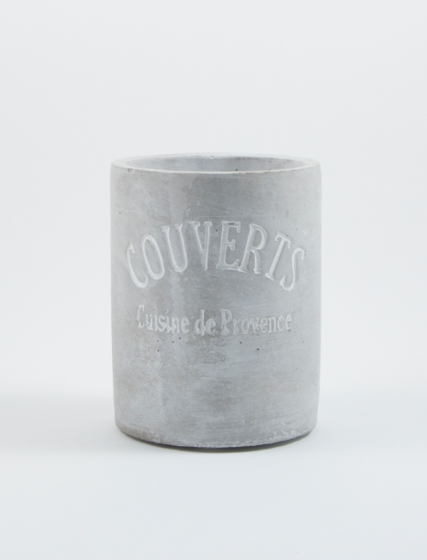 Stone Cement Cutlery Crock "Couverts Cuisine de Provence"