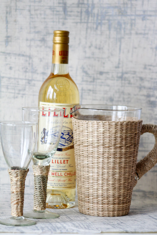 LARGE SEAGRASS WRAPPED WINE GLASS